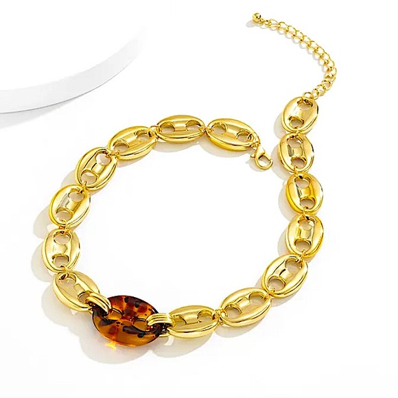 Gold Mariner Pignose Coffee Bean Exaggerated Statement Necklace - Picture 8 of 13